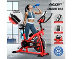 GENKI Spin Exercise Bike Indoor Cycling Bike Training Bicycle with LCD Monitor Red