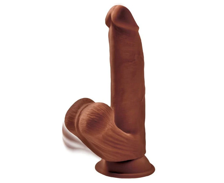 King Cock Plus 8'' 3D Cock with Swinging Balls - Brown 20.3 cm Dong