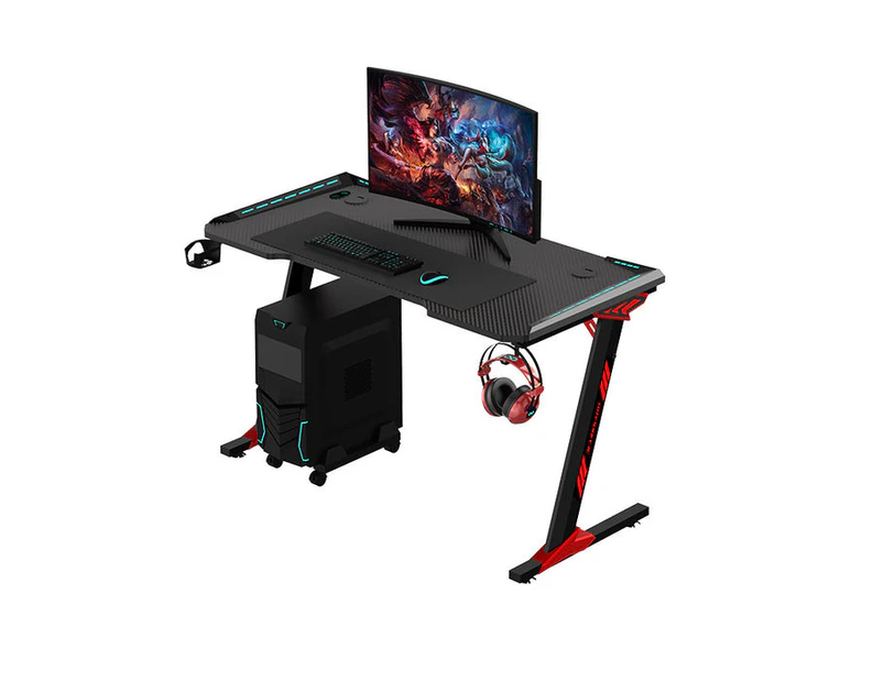 Gaming Desk with LED Lights & Cup Holders Single Panel - Odyssey8 - 1.2m Black