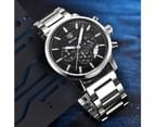 Men Watch Luxury Chronograph Stainless Steel Strap Quartz Wrist Watch Watch for Men-Black 4