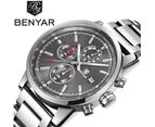 BENYAR Men's Watch 3ATM Luxury Brand Watches Stainless Steel Wristwatch Watch for Men-Black
