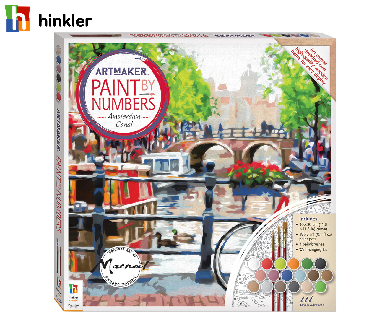 Art Maker Paint by Numbers Canvas Amsterdam Canal Painting Set Activity