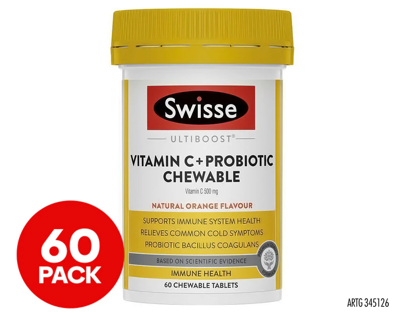 Swisse Ultiboost Vitamin C + Probiotic Chewable Orange 60 Tabs