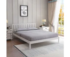Wooden Bed Frame Double Size Mattress Base Pine Platform Bedroom Furniture   White