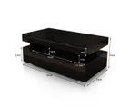Modern Black Coffee Table 4-Drawer Storage Shelf High Gloss Wood Living Room Furniture