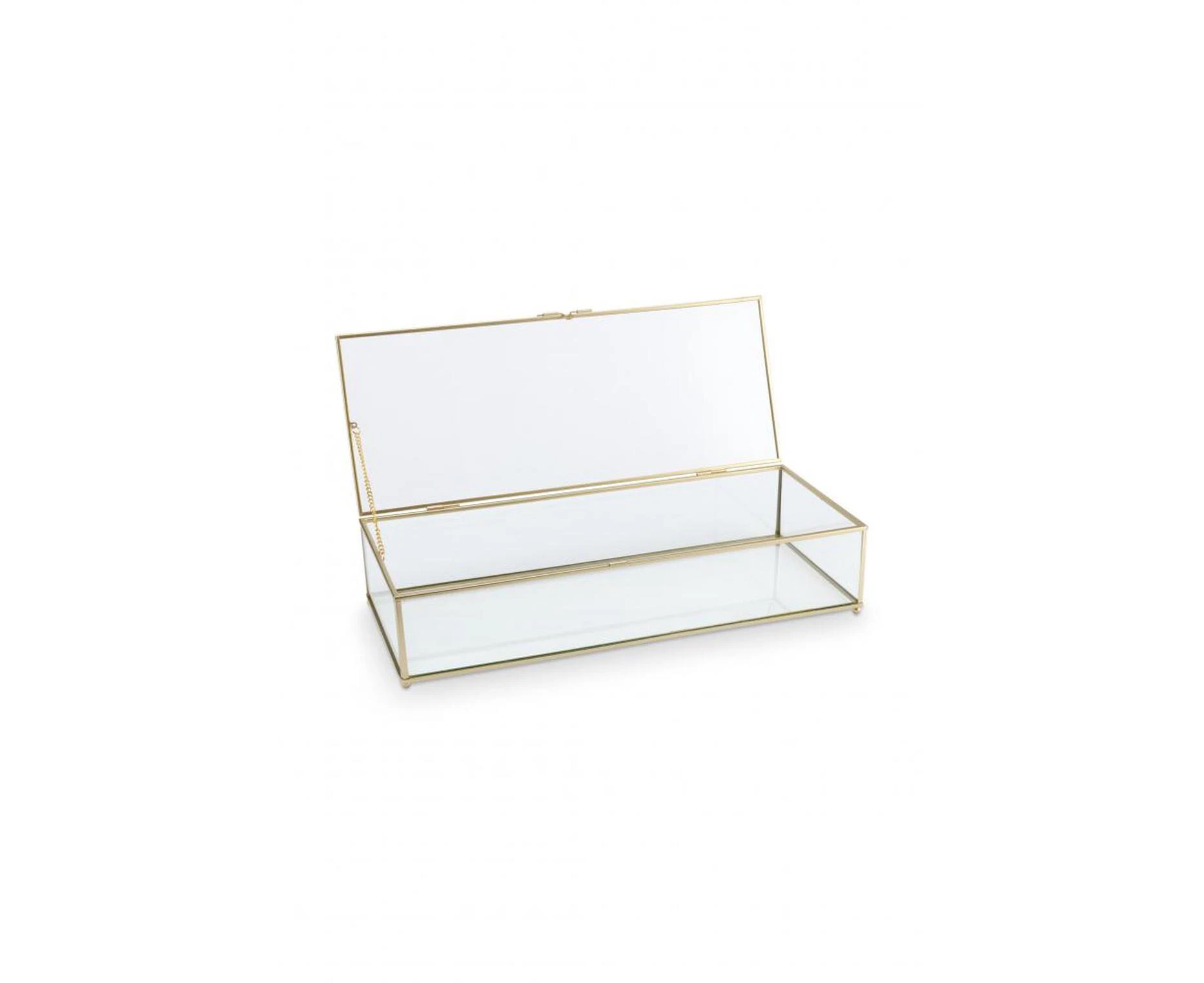 VTWonen Glass Storage Box with Golden Frame 42x16.5x9cm