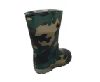 Childrens Rain Boots Aussie Gumboot Splash Printed Boys Outdoor Wellies - Green Camo