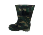 Childrens Rain Boots Aussie Gumboot Splash Printed Boys Outdoor Wellies - Green Camo