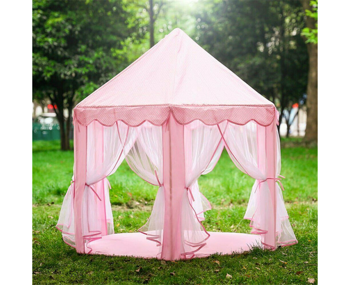 DxH Porpora Kids Indoor/Outdoor Princess Castle Play Tent Fairy Princess Portable Fun Perfect Hexagon Large Playhouse Toys for Girls,Boys,Children Toddlers Gift/Present Extra Large Room 55x 53 BLUE 