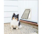 2 Way Lockable Pet Dog Cat Safe Security Brushy Flap Door - White