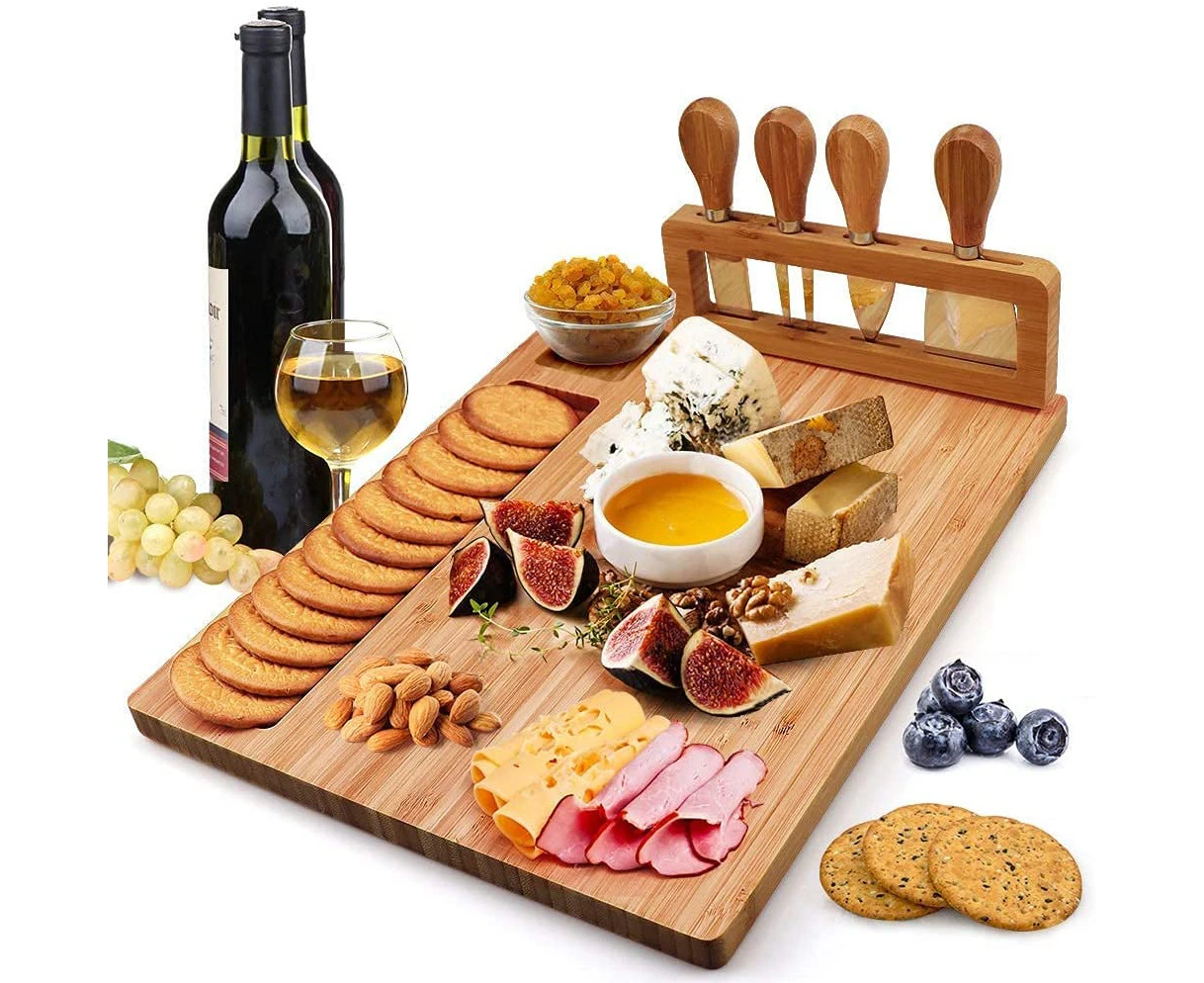 Bamboo Cheese Board Set Charcuterie Board Platter Serving Meat Board