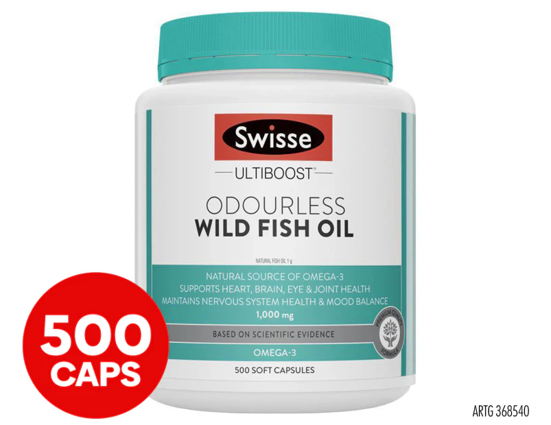 Swisse Ultiboost Odourless Wild Fish Oil 1,000mg 500 Soft Caps