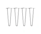 Set of 4 Chrome Retro Hairpin Table Legs 12mm Steel Bench Desk - 41cm