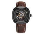 CAROTIF Men Business Mechanical Watch Fashion Automatic Mechanical Watches-Brown