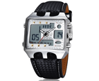 OHSEN Men's Watch Genuine Leather Band Date Alarm Sport Wrist Watch Watch for Men-White 1