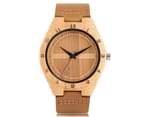 Generous Men's Quartz Watch Leather Strap Wooden Wristwatch-Brown 1