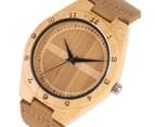 Generous Men's Quartz Watch Leather Strap Wooden Wristwatch-Brown 4