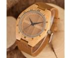 Generous Men's Quartz Watch Leather Strap Wooden Wristwatch-Brown 6