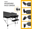 Portable Massage Table 70cm 2 Fold Foldable Aluminium Beauty SPA Treatment Waxing Lift Up Massage Bed - Black