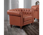 3+2+1 Seater Brown Sofa Lounge Chesterfireld Style Button Tufted in Faux Leather