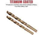 Directly 2U Drill Set With 21 Pcs Titanium Coated Drill Bits Are Made From Titanium Coated Hss (High Speed Steel) - Gold