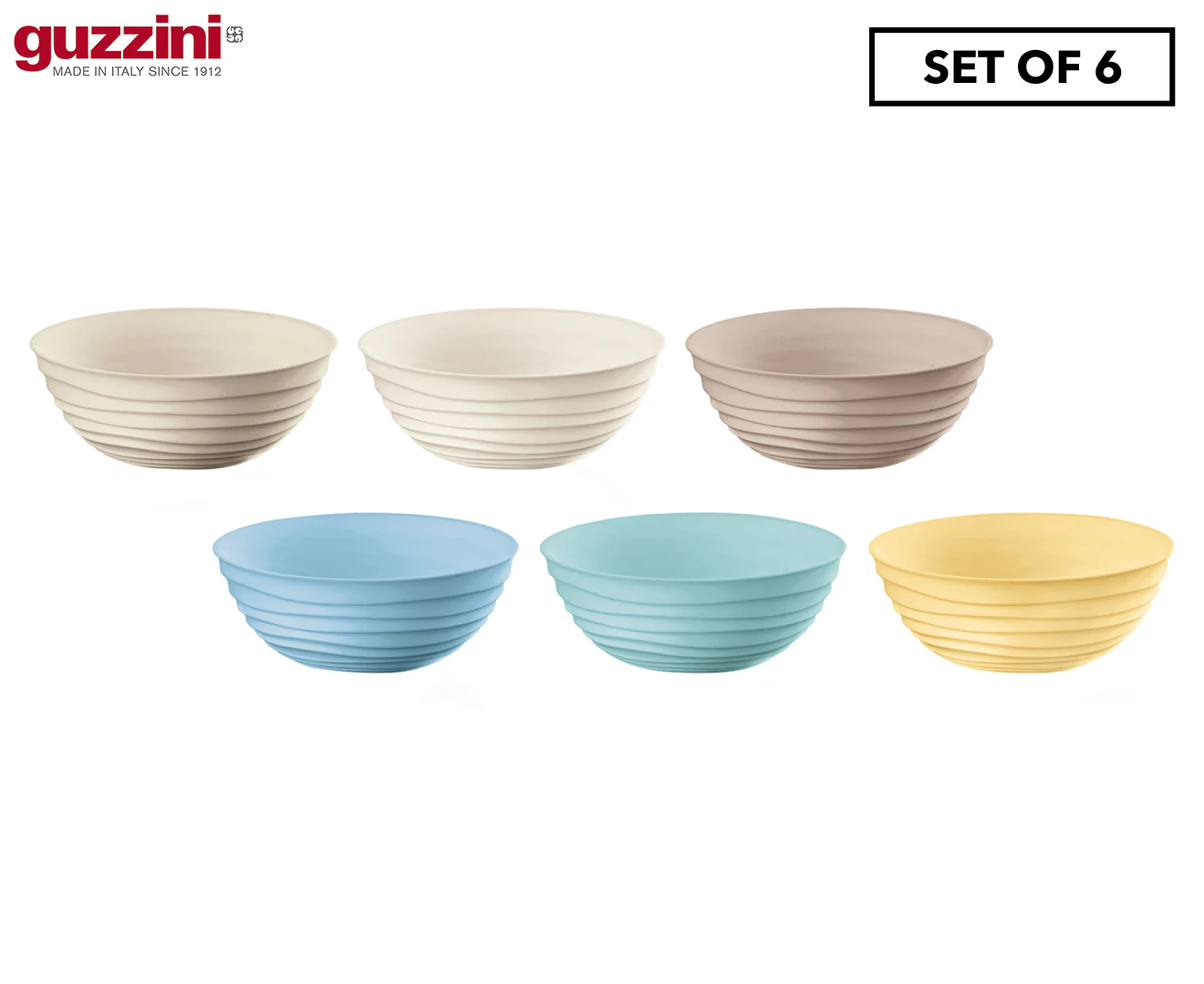 6pc Guzzini Tierra Earth 12.2cm/348ml Plastic Bowl Storage Rice/Soup Container