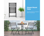 Costway 3PC Outdoor Table Chairs Set Tempered Glass Table Folding Dining Chairs Bistro Patio Garden Balcony
