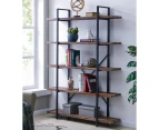 IHOMDEC 5 Tier Industrial Wood and Metal Bookshelves Retro Brown
