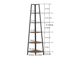 IHOMDEC 5 Tier A-Shaped Industrial Corner Shelves Bookcase Retro Brown