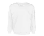 New Adult Unisex Plain Pullover Fleece Jumper Mens Long Sleeve Crew Neck Sweater - White