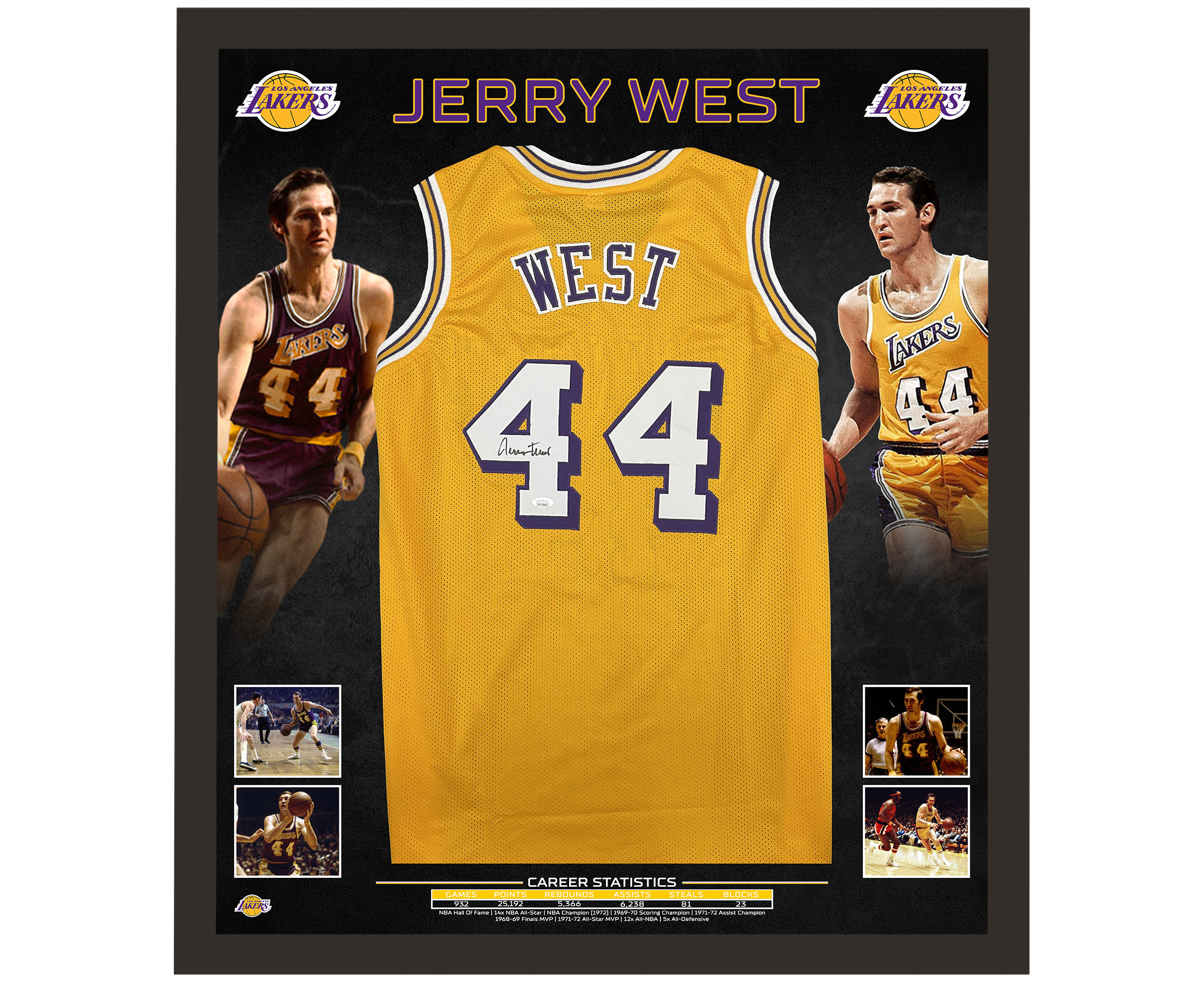 Men 44 Jerry West Jersey Yellow Los Angeles Lakers Jersey