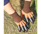 Latex Gardening Gloves With Claws- Coffee