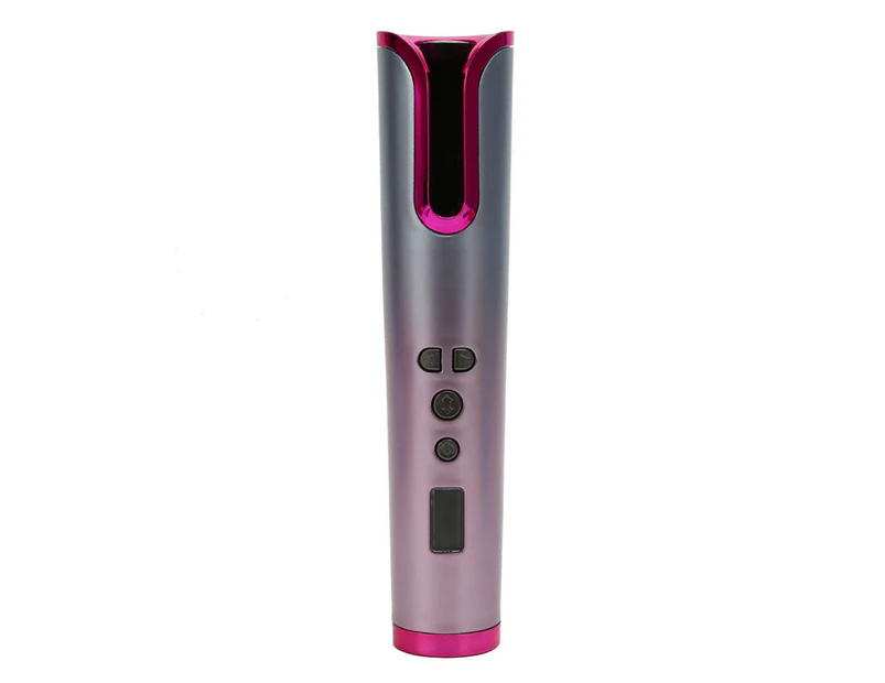 Hair Curler Fast Heating Rechargeable Simple Operation Adjustable  Temperature Auto Hair Curler Iron for Home-Rose Red .au