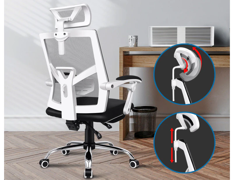 Office Chair Gaming Executive Fabric Seat Footrest Recline