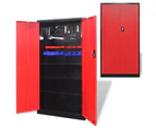 Metal Tool Cabinet 180 cm Black-red STORAGE