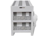 White Storage & Entryway Bench with Cushion Top 4 Basket