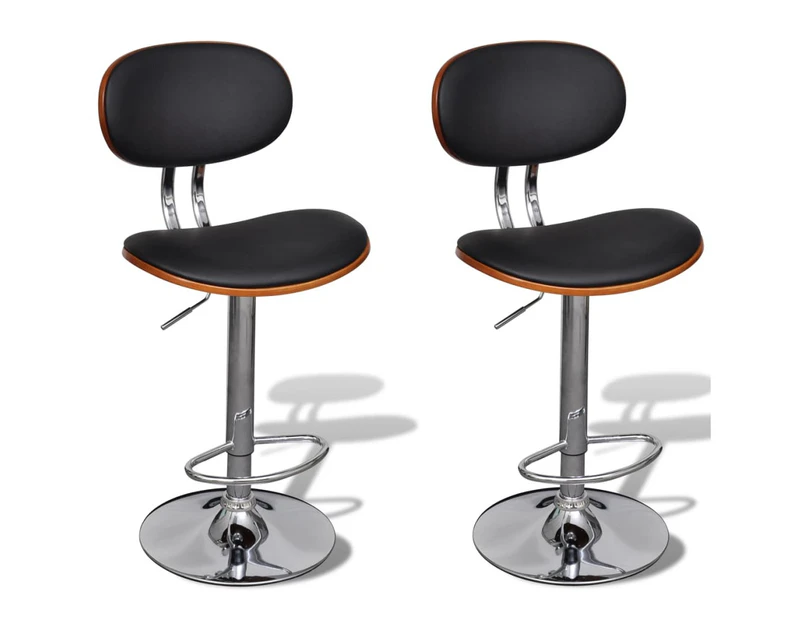 Bar Stools 2 pcs Bent Wood and Faux Leather