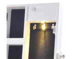 Jewelry Cabinet with LED Light and Mirror Door White STORAGE