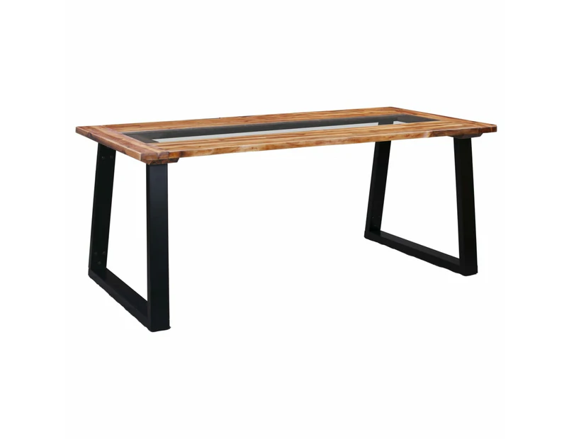 vidaXL Dining Table 180x90x75 cm Solid Acacia Wood and Glass