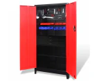 vidaXL Tool Cabinet with Tool Chest Steel 90x40x180 cm Red and Black