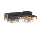 vidaXL 7 Piece Garden Lounge Set with Dark Grey Cushions Bamboo