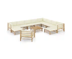 vidaXL 12 Piece Garden Lounge Set with Cream White Cushions Bamboo