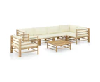 vidaXL 7 Piece Garden Lounge Set with Cream White Cushions Bamboo