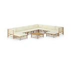 vidaXL 11 Piece Garden Lounge Set with Cream White Cushions Bamboo