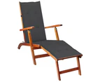 vidaXL Outdoor Deck Chair with Footrest and Cushion Solid Acacia Wood