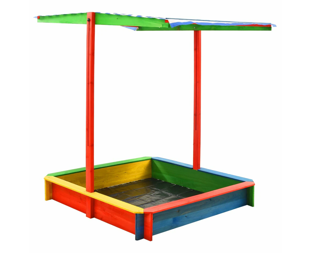 Sandbox With Adjustable Roof Fir Wood Multicolour Uv50