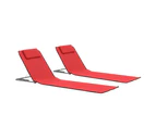 Folding Beach Mats 2 pcs Steel and Fabric Red