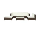 vidaXL 6 Piece Garden Lounge Set with Cushions Poly Rattan Brown