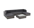 vidaXL 7 Piece Garden Lounge Set with Cushions Poly Rattan Grey