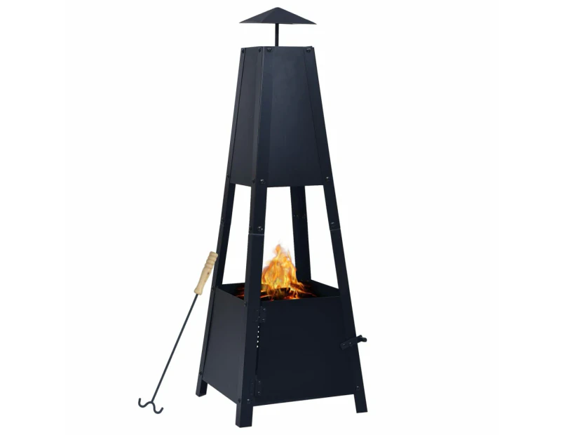 vidaXL Fire Pit Black 35x35x99 cm Steel
